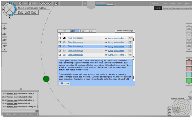 wireframe messagerie