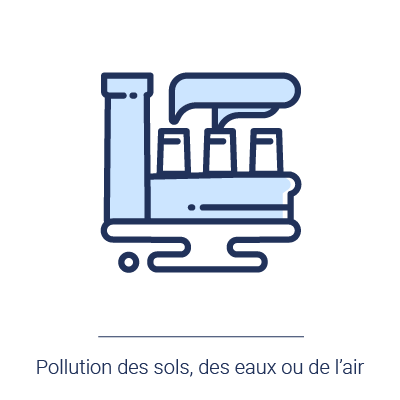 Icone illustrant la pollution des sols eaux et air