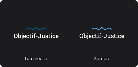 logo Objectif-Justice sur le site, web version sombre et lumineuse