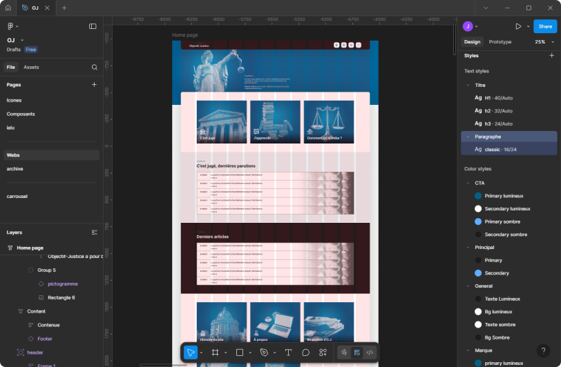 Objectif-Justice en maquetage dans Figma