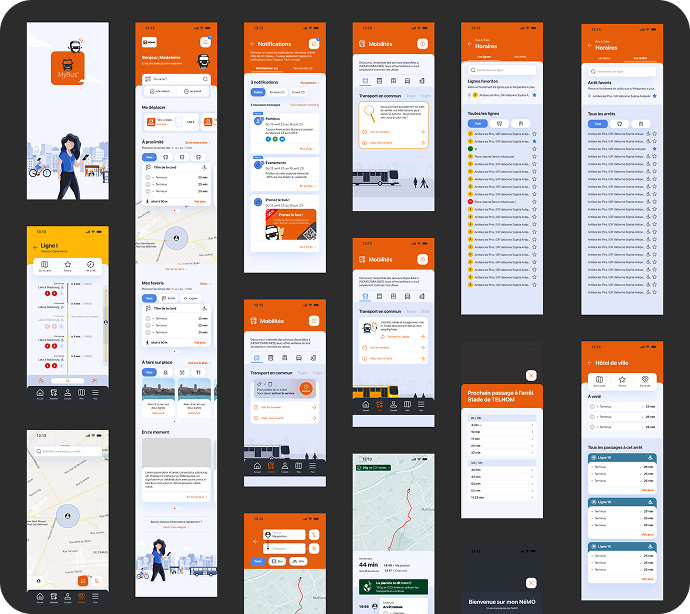 Plusieurs vues de l'application dans Figma