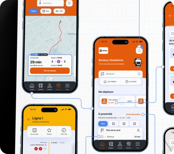 Plusieurs vues de l'application relié entre elles