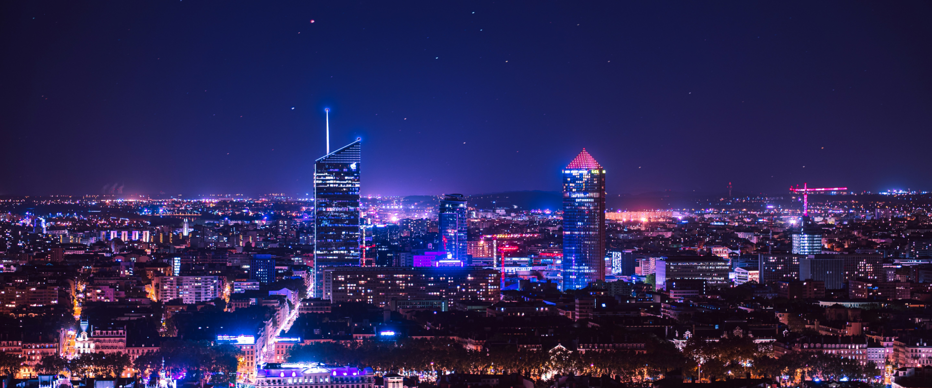 Lyon vue du ciel l a nuit