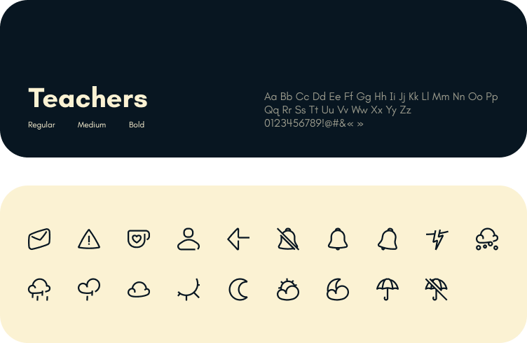 Police d'écriture teachers et la font icon