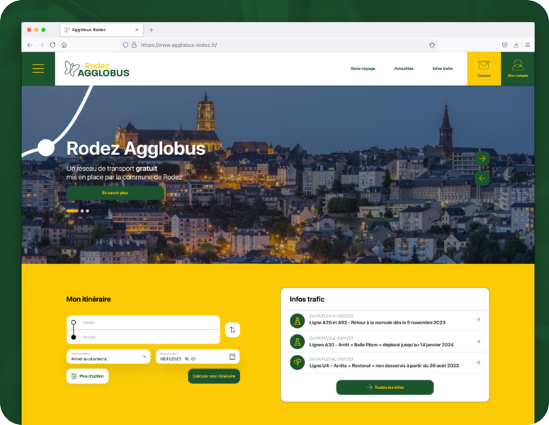 Home page retrouchée de Rodez avec une image