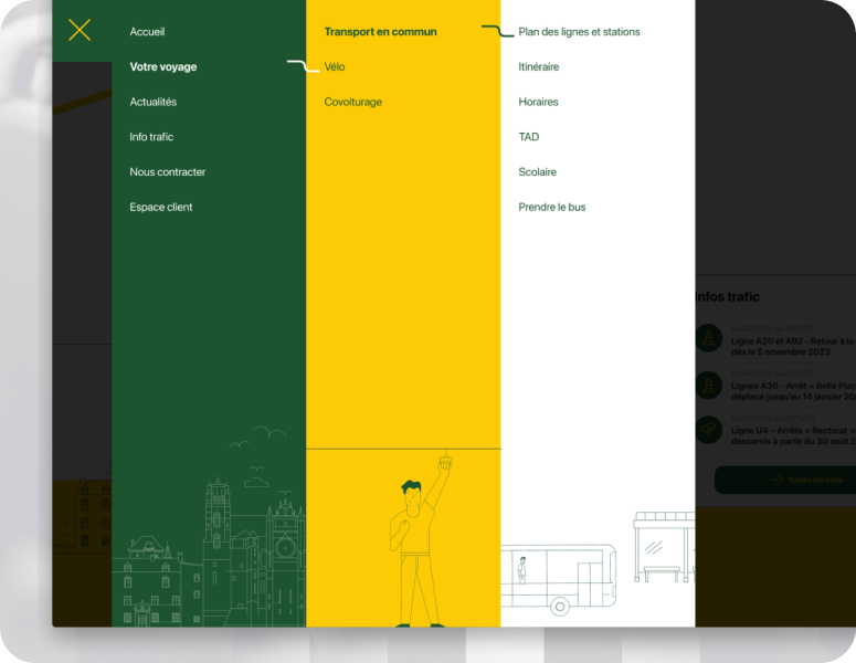 Menu de la version web Rodez, en volets