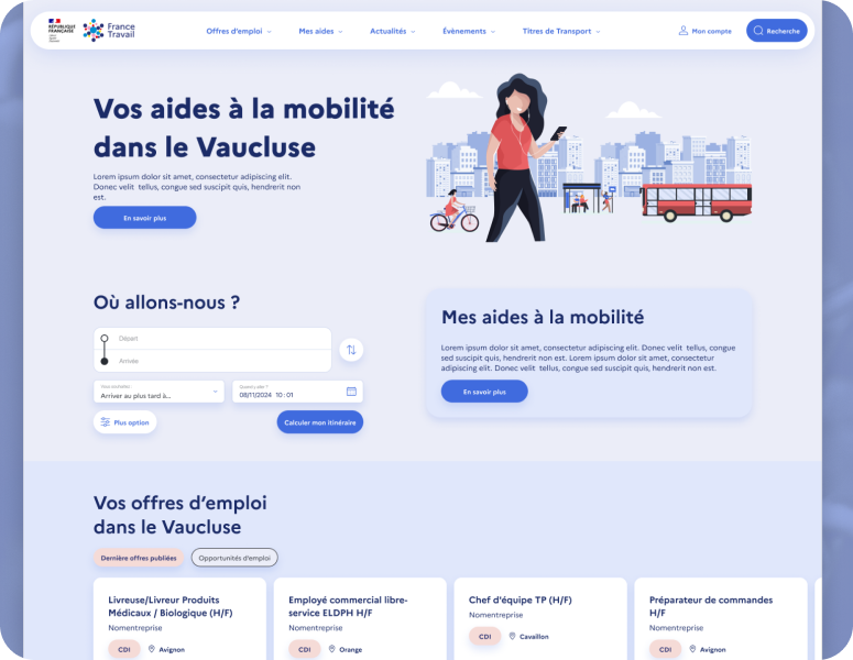 Home page d'aide a la mobilité Vaucluse