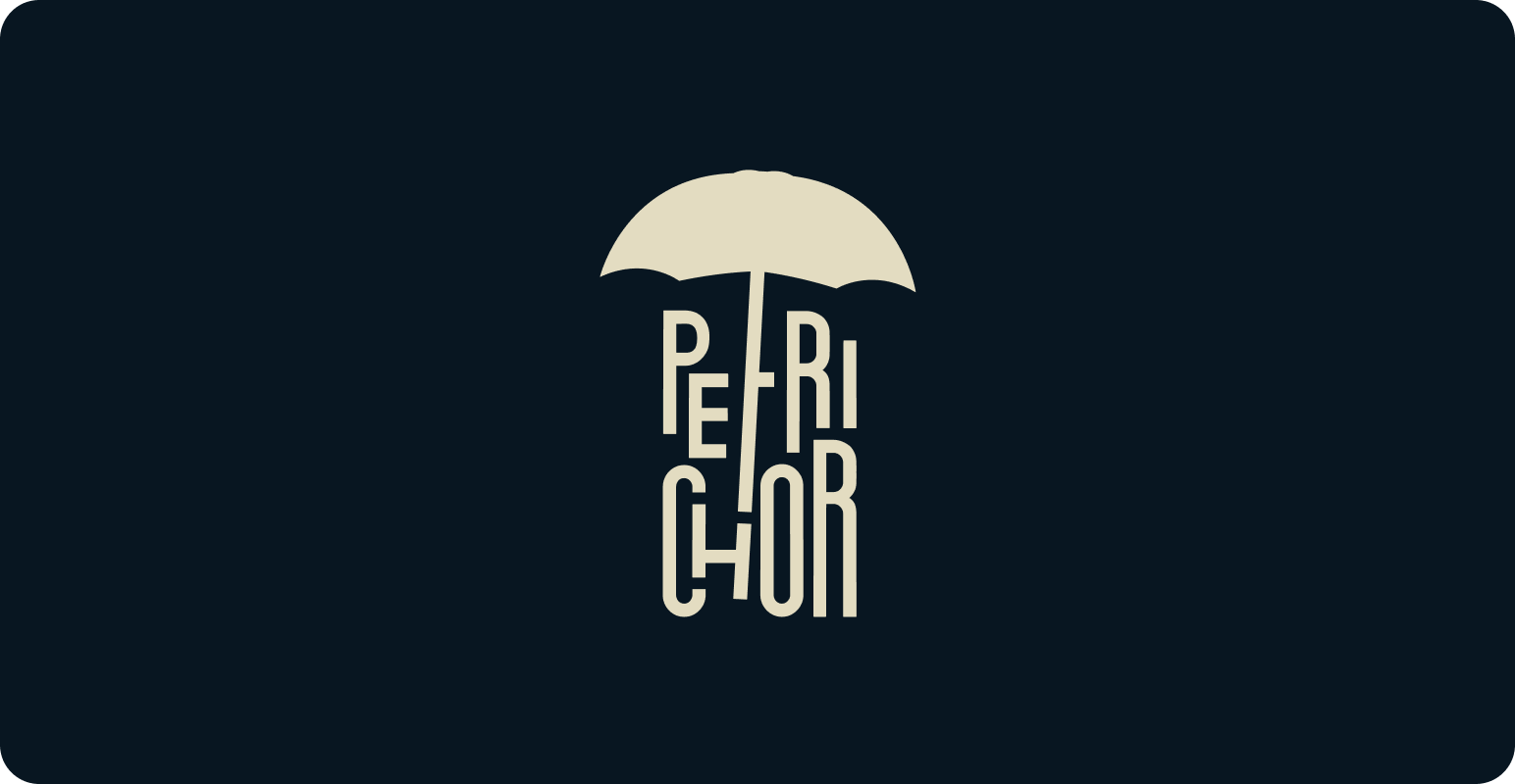 le logo Petrichor avec le T qui est en forme de parapluie